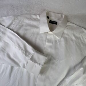 David Donahue Shirt Mens 18.5 White French Cuff Dress Tuxedo Cotton Formal